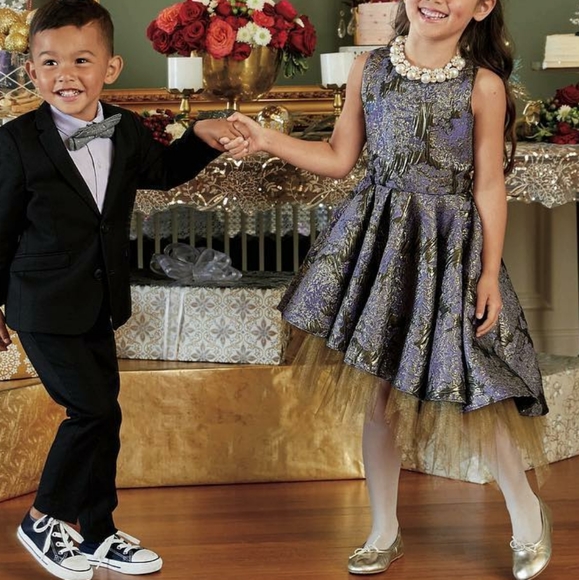 Chasing fireflies purple gold brocade tutu dress gown cy - Picture 4 of 5